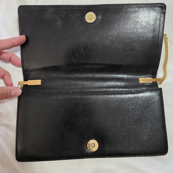 Pierre Cardin Vintage Black Patent Leather Clutch Shoulder Bag Goldtone Chain - Picture 7 of 10